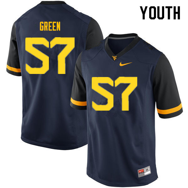 NCAA Youth Nate Green West Virginia Mountaineers Navy #57 Nike Stitched Football College Authentic Jersey MF23D43VL